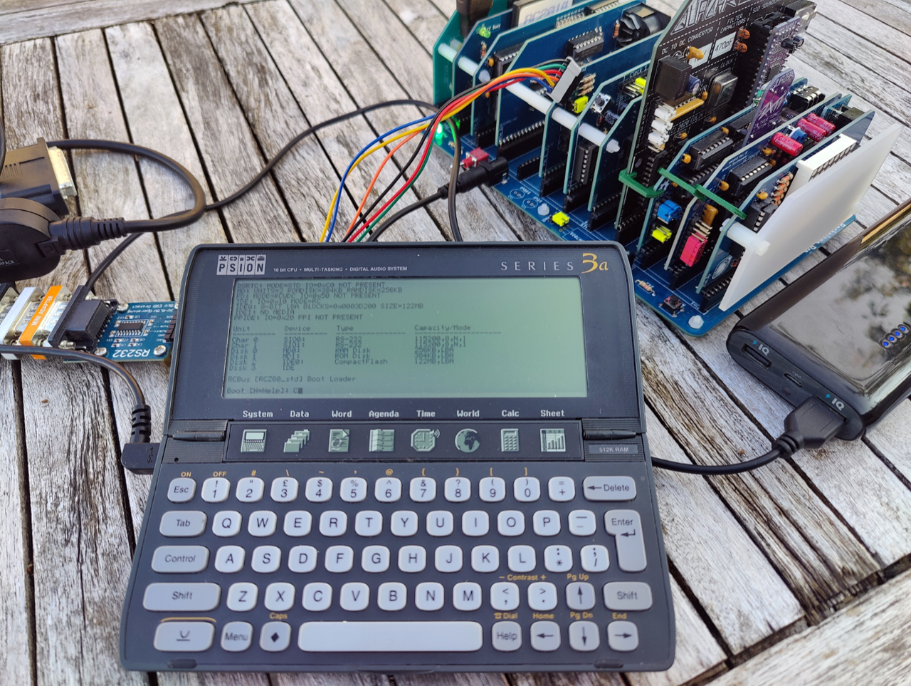 Psion 3 connected to RC2014