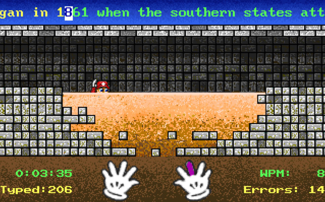Mario Teaches Typing - Mario is sinking in to quicksand while you type about the US Civil War