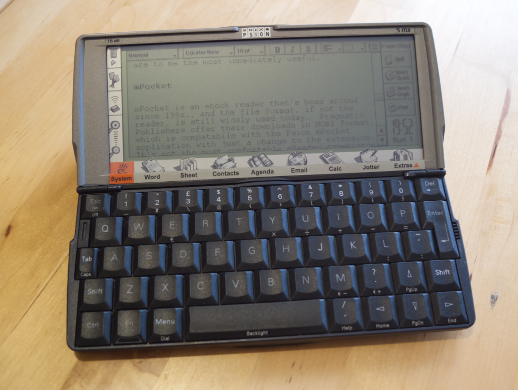 Editing this article on the Psion 5MX