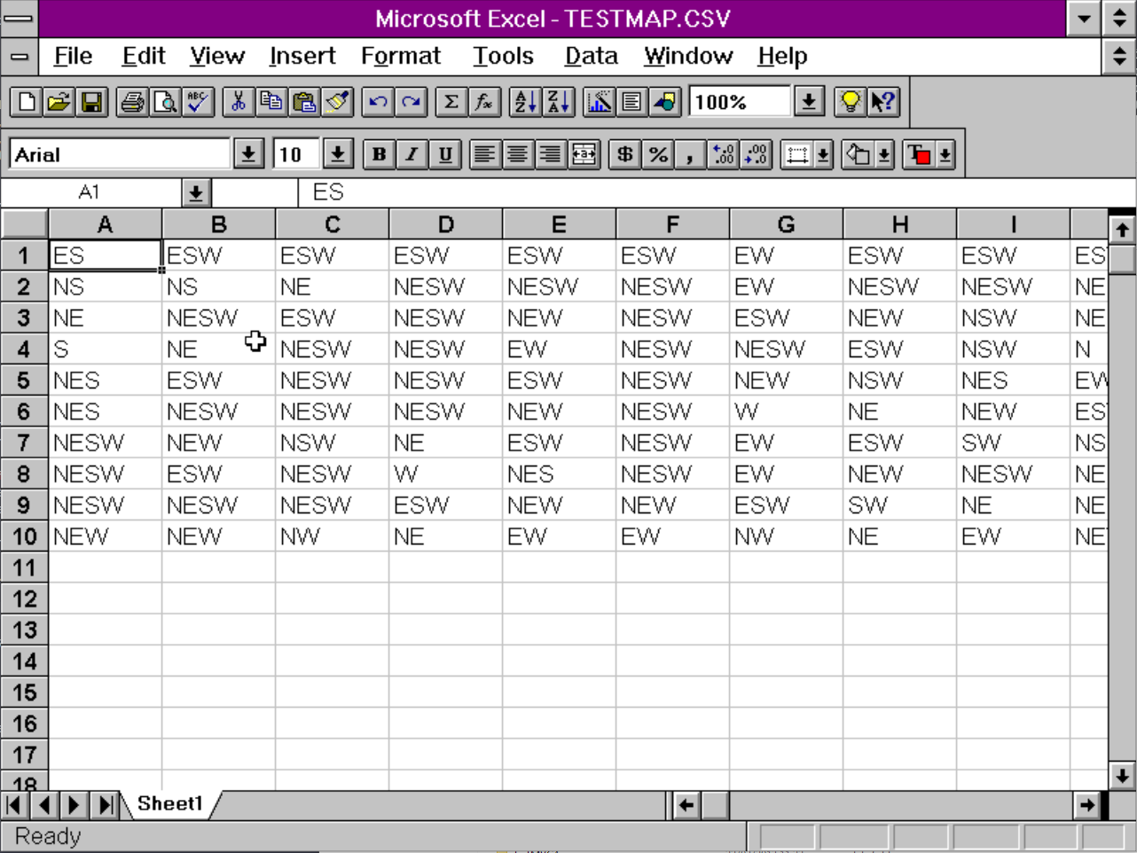 Testing map in Excel