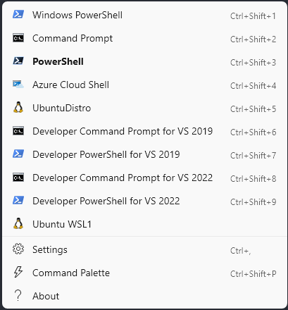 Windows Terminal - New Terminal List
