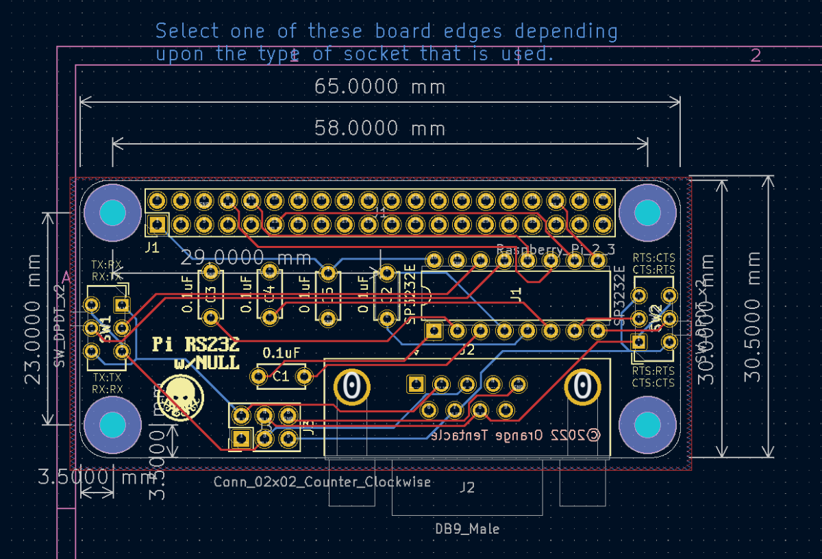 This is actually the layout for PiRS232 V2, I didn't have a capture for V1