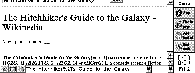 Wikipedia HitchHiker's Guide To The Galaxy Served on a Psion - Douglas would have liked this