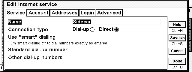 Internet configuration of Psion 5MX - Service