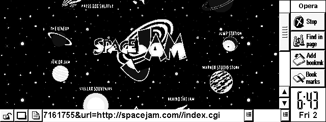 Opera showing Space Jam from 1996
