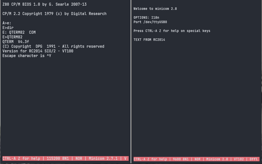 Serial Test showing both devices talking to each other