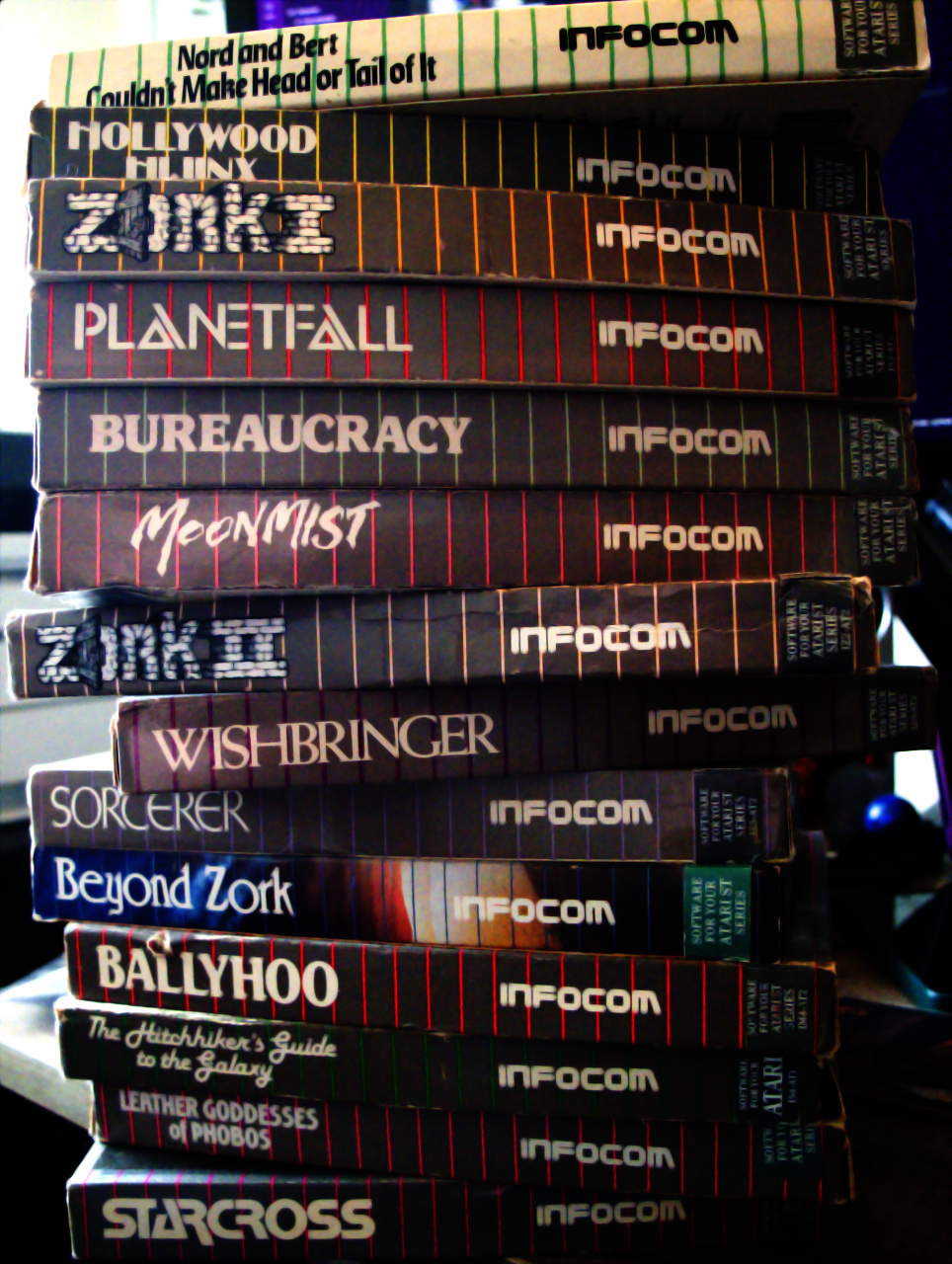 A large stack of Infocom games